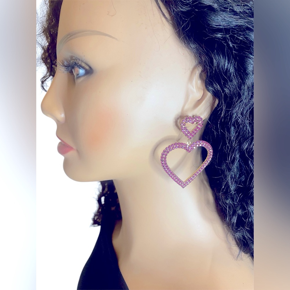 Noir Rhinestone Heart Earrings